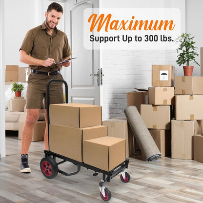 Adjustable Professional Equipment Cart - Compact 8-In-1 Folding Multi-Cart, Hand Truck/Dolly/Platform Cart, Extends Up To 27.52'' To 44.25''