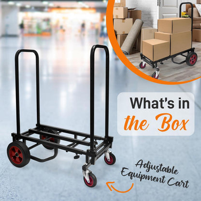 Adjustable Professional Equipment Cart - Compact 8-In-1 Folding Multi-Cart, Hand Truck/Dolly/Platform Cart, Extends Up To 27.52'' To 44.25''