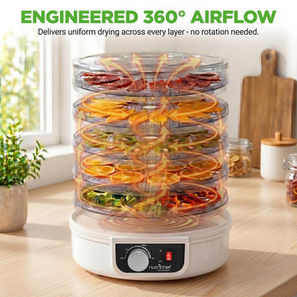 Electric Countertop Food Dehydrator, Food Preserver (White)
