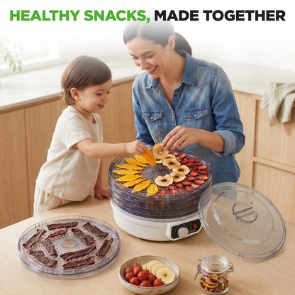 Electric Countertop Food Dehydrator, Food Preserver (White)