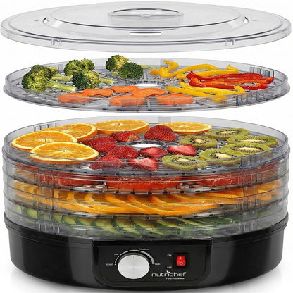 Electric Food Dehydrator, Preserves Nutrients, 5 Stackable Trays, Black