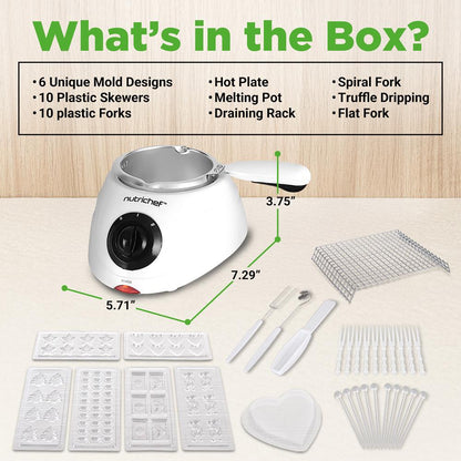 Electric Fondue Pot, Keeps Chocolate Warm, 8.8 Oz, White