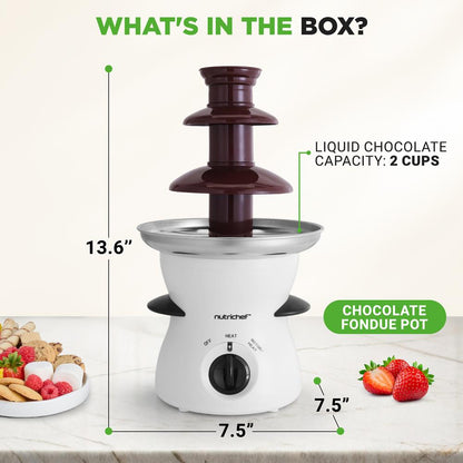 3-Tier Chocolate Fondue Fountain, 16oz Stainless Steel, Easy Clean
