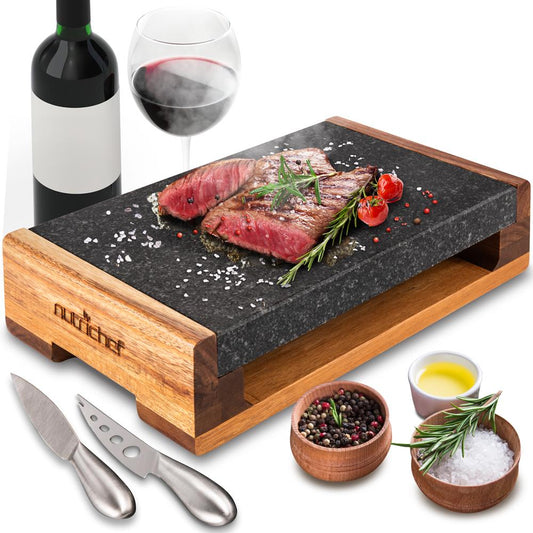 Cooking Stone Grill Set - Retains Heat - Natural Granite Stone