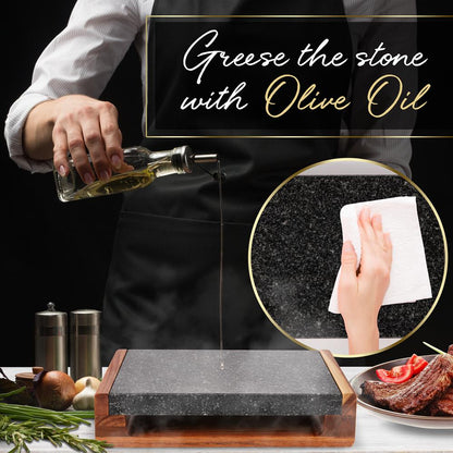 Cooking Stone Grill Set - Retains Heat - Natural Granite Stone