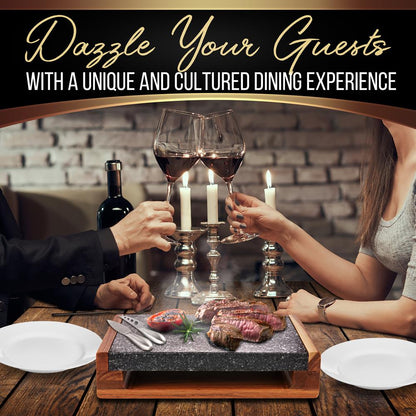 Cooking Stone Grill Set - Retains Heat - Natural Granite Stone