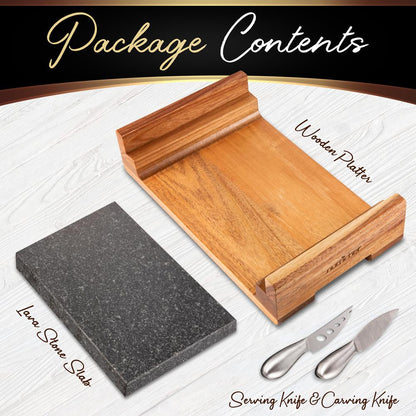 Cooking Stone Grill Set - Retains Heat - Natural Granite Stone