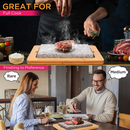 Cooking Stone Grill, Authentic Grilling, Granite Stone, Bamboo Platter