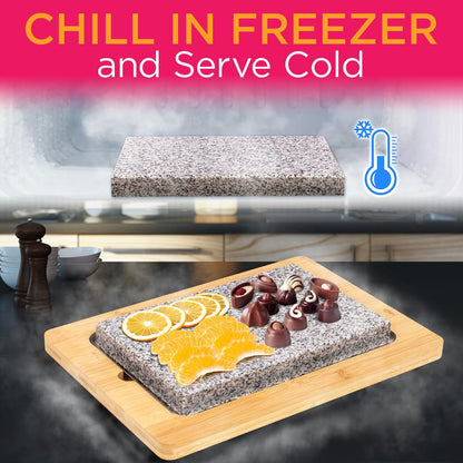 Cooking Stone Grill, Authentic Grilling, Granite Stone, Bamboo Platter