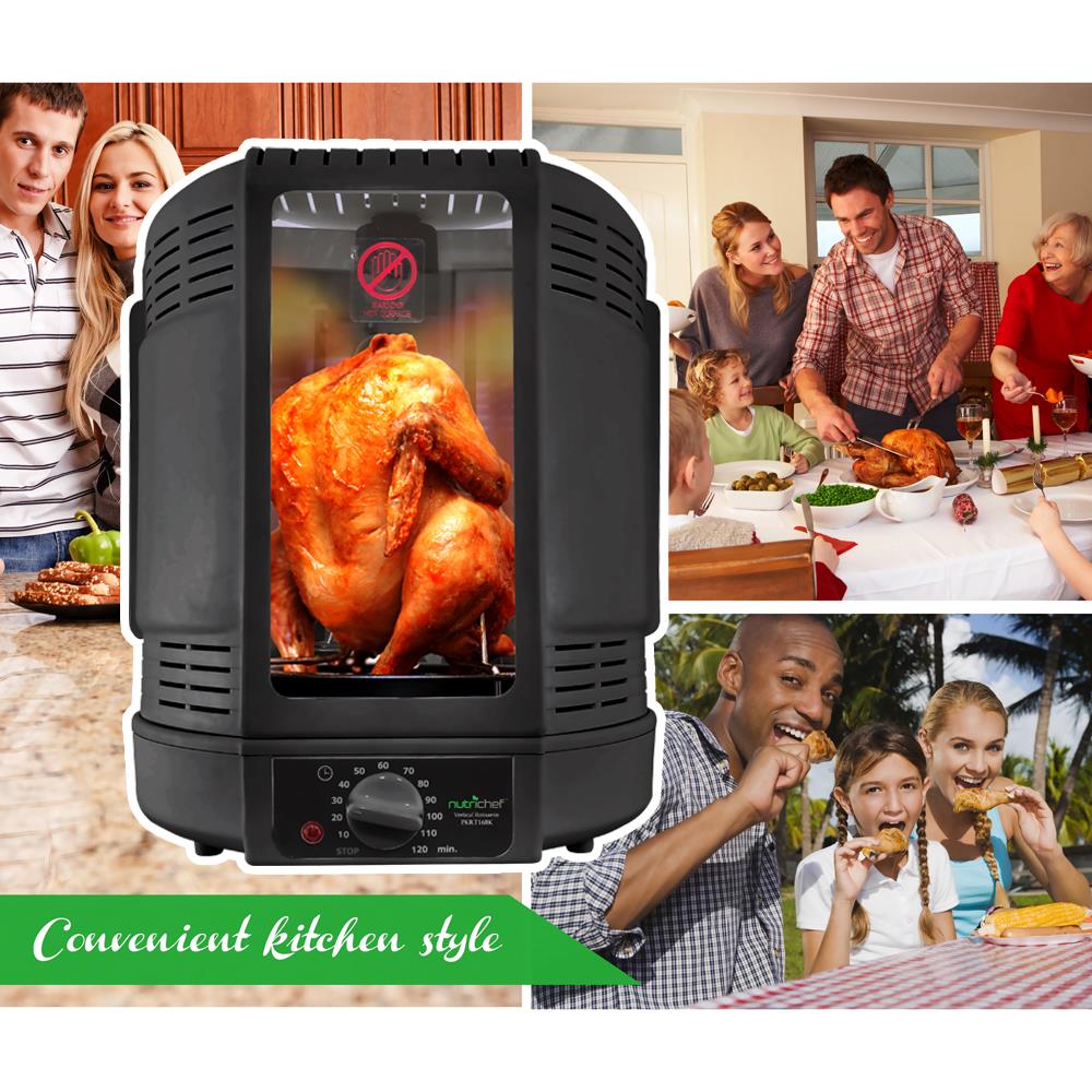 Vertical Rotisserie Oven, 2 Shelves, 1500W, Tempered Glass Door - Thumbnail 3