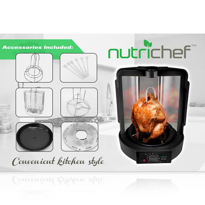 Vertical Rotisserie Oven, Fat-Reducing, Dual Heating, See-Through Window