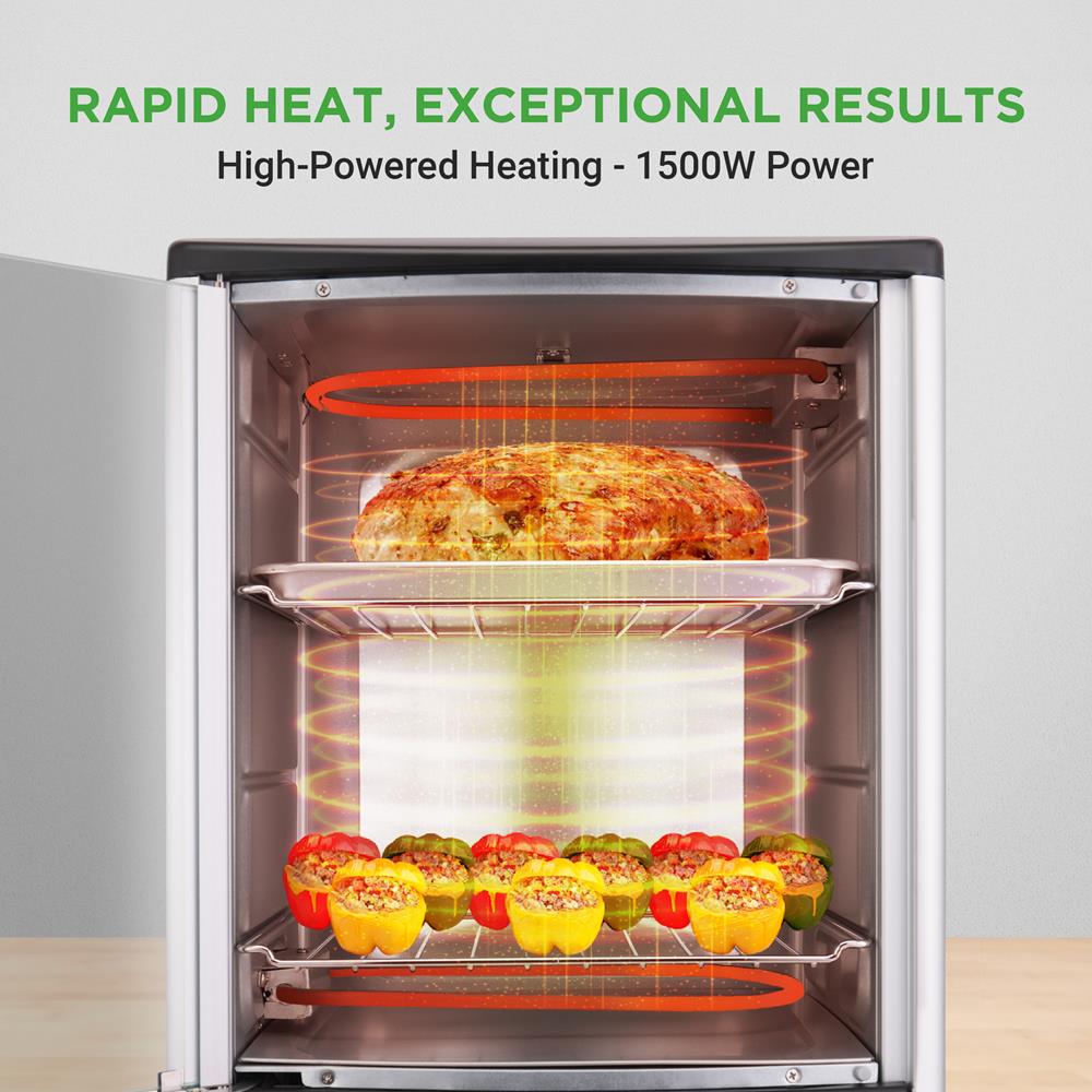 Vertical Rotisserie Oven, 2 Shelves, 1500W, Tempered Glass Door - Thumbnail 2