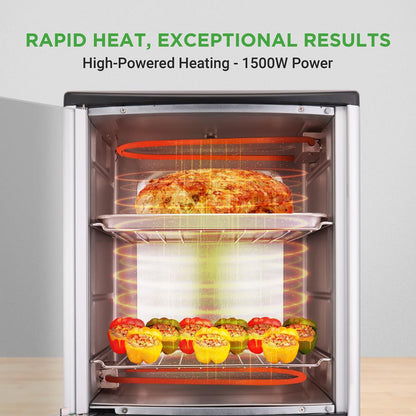 Vertical Rotisserie Oven, 2 Shelves, 1500W, Tempered Glass Door
