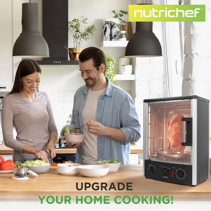 Vertical Rotisserie Oven, 2 Shelves, 1500W, Tempered Glass Door