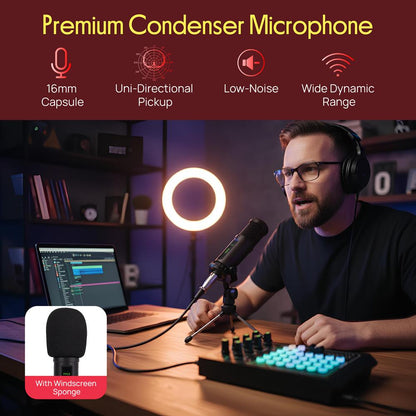 Portable Sound Card & Mic Set - Pro Audio, Noise Reduction, Metal Housing
