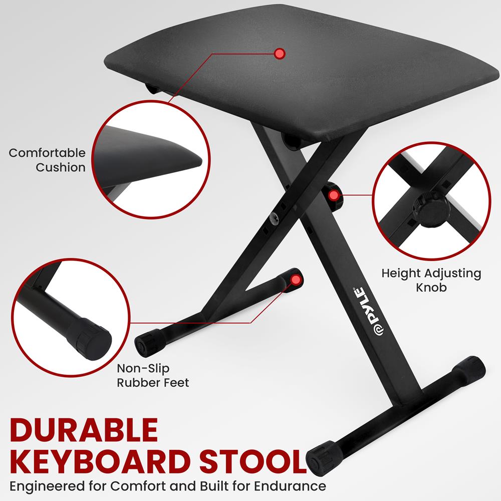 Electric Keyboard Accessory Set, Adjustable Stand, Iron, Black