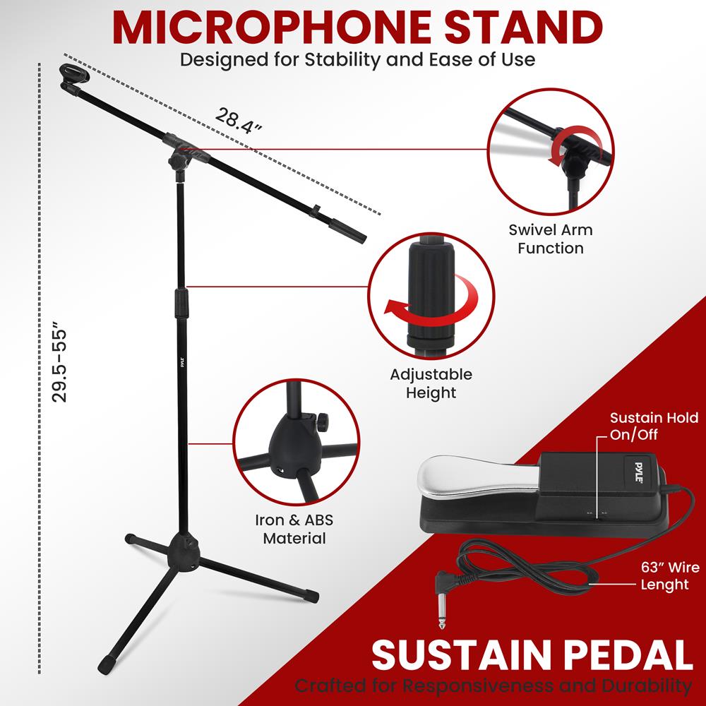 Electric Keyboard Accessory Set, Adjustable Stand, Iron, Black