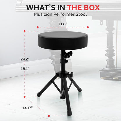 Drum Throne, Comfortable Foam Seat, Adjustable Height, Foldable Design