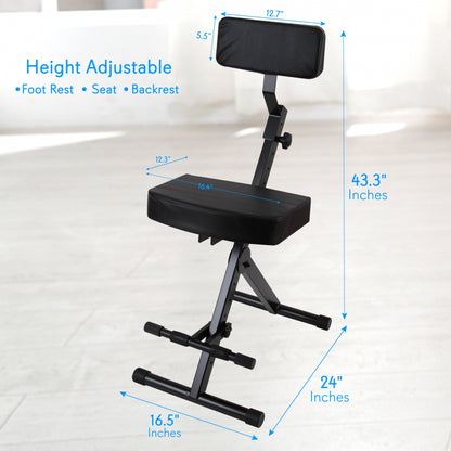 Drum Throne - Comfort Padded Seat, Foldable, Adjustable Height