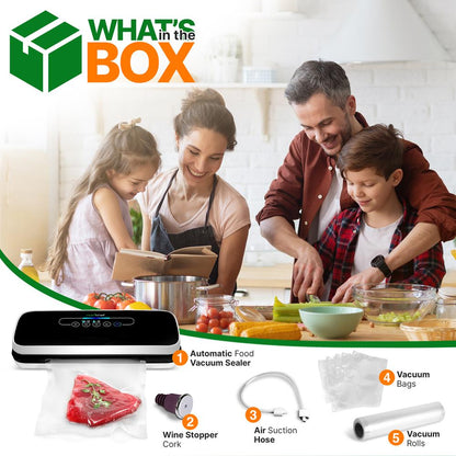 Food Vacuum Sealer Extends Shelf Life, High Suction, LED Touch