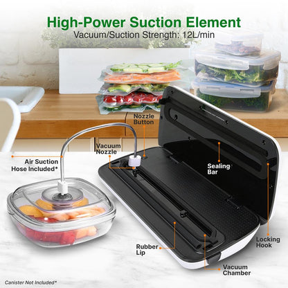 Food Vacuum Sealer - Extends Shelf Life, High Suction, LED Touch Controls