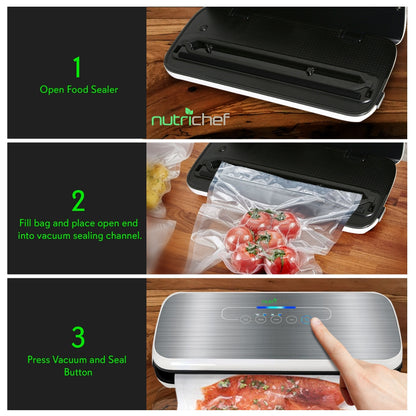 Food Vacuum Sealer - Extend Shelf Life, High Suction, Silver