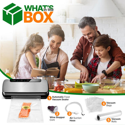 Food Vacuum Sealer, Extends Shelf Life, Stainless Steel, LED Touch Controls