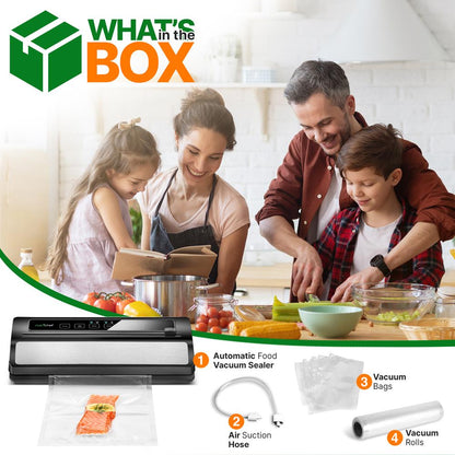 Food Vacuum Sealer, Extends Shelf Life, Stainless Steel & ABS, 110W
