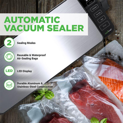 Automatic Food Vacuum Sealer, Extends Shelf Life, 110W Suction, Stainless Steel