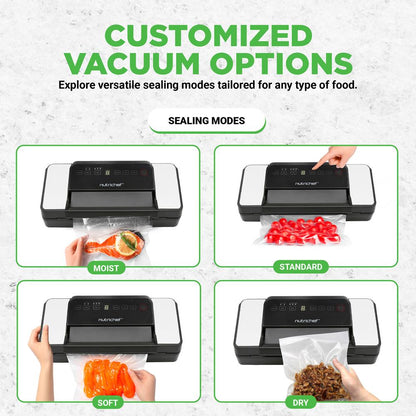 Vacuum Sealer for Food Freshness, Dual Seal, Built-in Cutter, High Suction