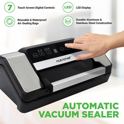 Vacuum Sealer for Food Freshness, Dual Seal, Built-in Cutter, Silver