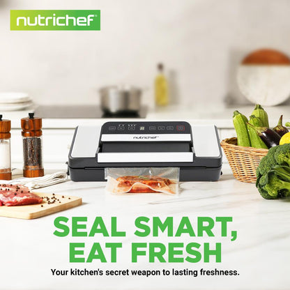 Vacuum Sealer for Food Freshness, Dual Seal, Built-in Cutter, Silver