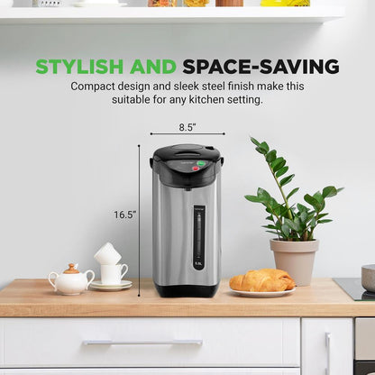 5.2 Qt Electric Water Kettle, Quick Heating, Stainless Steel, 5 Temp Settings