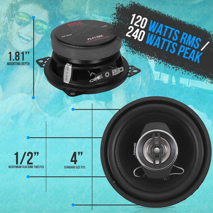 2-Way Car Stereo Speakers 240W Coaxial Low Distortion Black