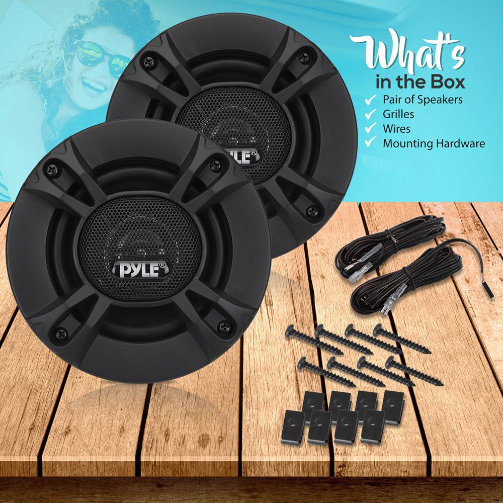 2-Way Car Stereo Speakers 240W Coaxial Low Distortion Black – Pyle USA