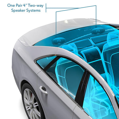 4" Car Speakers Pair - 180W Peak, Blue Poly Cone, Butyl Rubber Surround