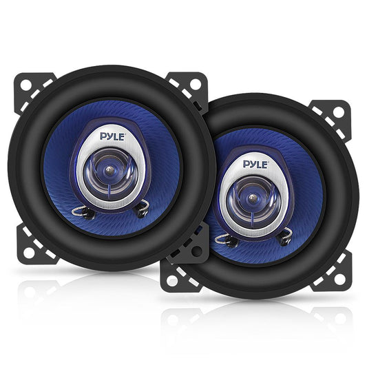 4" Car Speakers Pair - 180W Peak, Blue Poly Cone, Butyl Rubber Surround