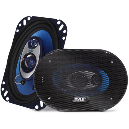 4"x6" 240W Car Speakers, Triaxial, Butyl Rubber, Blue Cone