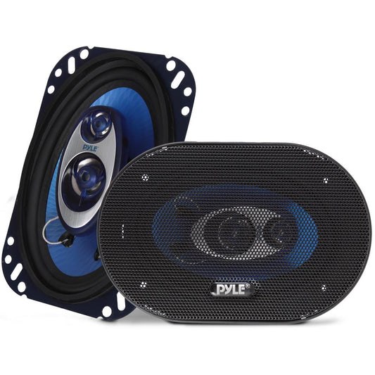 4"x6" 240W Car Speakers, Triaxial, Butyl Rubber, Blue Cone