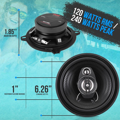 3-Way Car Stereo Speakers 240W Low Distortion 5.25" Triaxial Pair