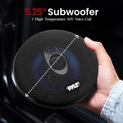 5.25" Car Speakers Pair, 200W, Blue Poly Cone, Butyl Rubber Surround