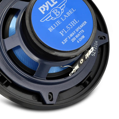 5.25" Car Speakers Pair, 200W, Blue Poly Cone, Butyl Rubber Surround