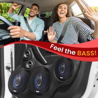 5.25" Car Speakers Pair, 200W, Blue Poly Cone, Butyl Rubber Surround