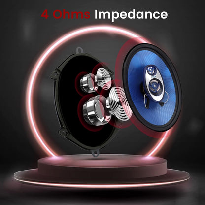 5"x7" Car Speakers Pair, 300W, Blue Poly Cone, Butyl Rubber Surround
