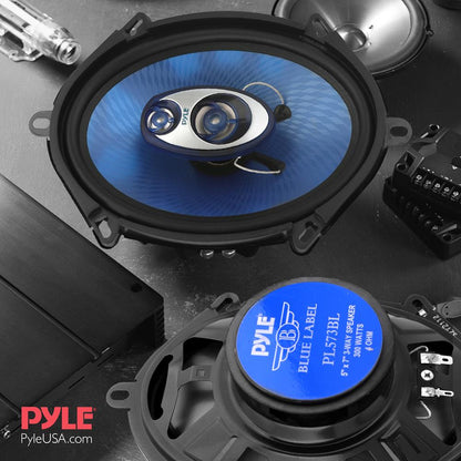 5"x7" Car Speakers Pair, 300W, Blue Poly Cone, Butyl Rubber Surround