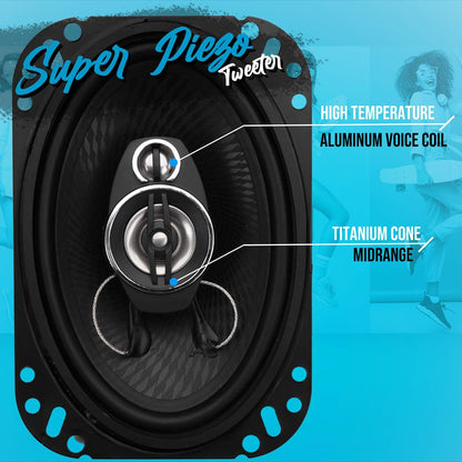 3-Way Car Stereo Speakers 400W Low Distortion 6"x8" Black