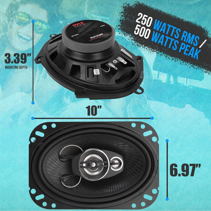 6x9" 500W 4-Way Car Speakers, Low Distortion, Butyl Rubber Surround (Pair)