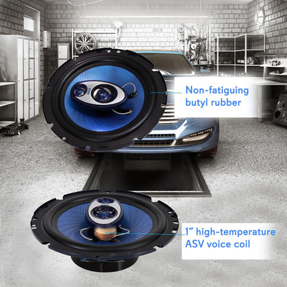 6.5" 360W Car Speakers, Butyl Rubber, Blue Poly Cone