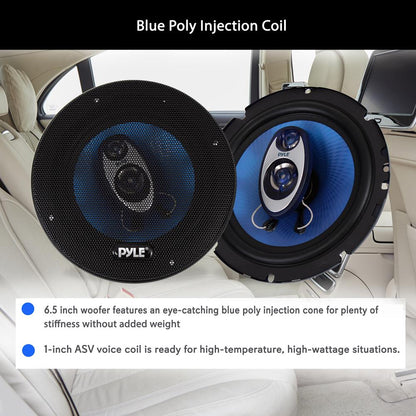 6.5" 360W Car Speakers, Butyl Rubber, Blue Poly Cone