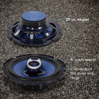 6.5" 360W Car Speakers, Butyl Rubber, Blue Poly Cone